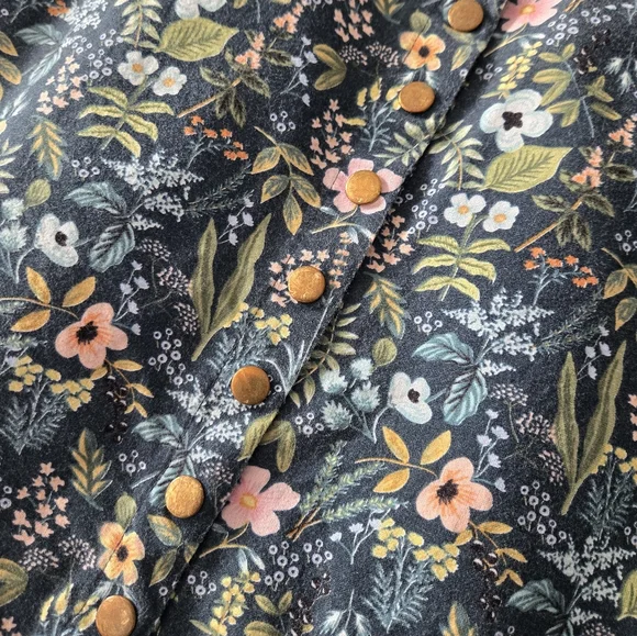 KAZAK MONTREAL Floral Print Cotton Skirt - Teal with Pastel Flowers - Picture 8 of 8